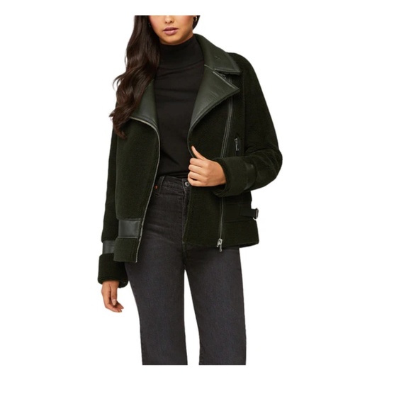 Soia & Kyo Jackets & Blazers - Soia & Kyo Linnea Faux Sherpa Biker Jacket Black Large ❄️ Oversized Moto Style